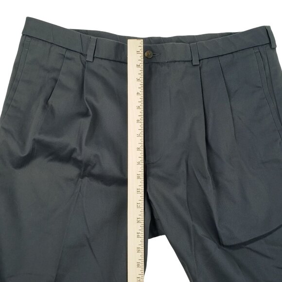 Haggar Pant Men 40x31Pleated Cuffed Invisible Flex Waistband Dark Navy Khaki NWT - Picture 9 of 11